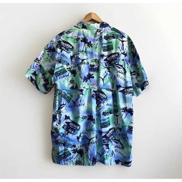 Columbia PFG Trollers Best Fish Print Hawaiian Golf & Fishing Shirt Size XXL - Picture 2 of 5